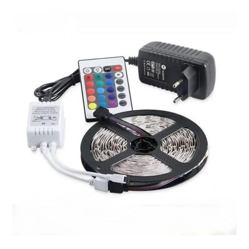 Fita de LED RGB SMD 5050 de 5m com Fonte e Controle