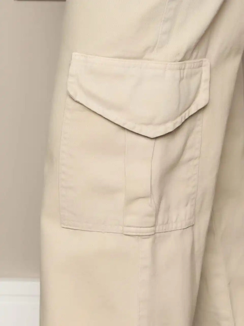 Calça Jeans Cargo Feminina Comprimento Longo