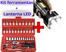 Kit de ferramentas com 46 peças + lanterna tática LED potente