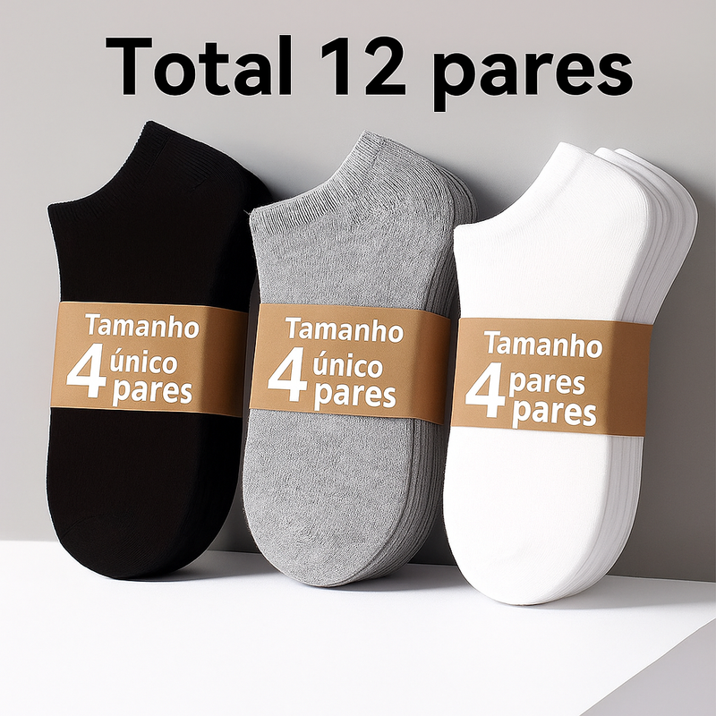 Kit 12 Pares de Meias Cano Curto